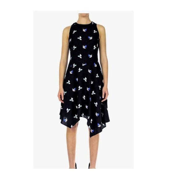 ARMANI Exchange AX Long Micro Leaves Black Dress Size 8 - Picture 1 of 5